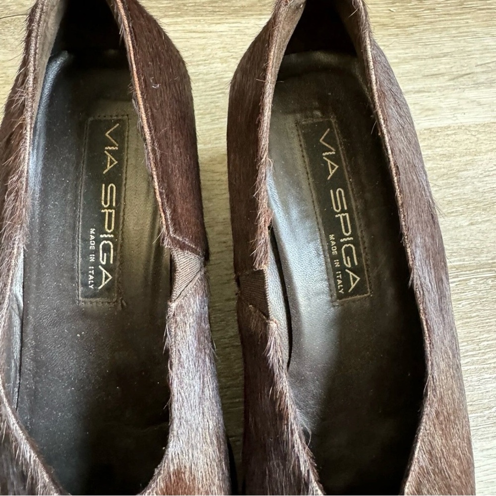 Via Spiga Italy Women’s Real Fur Wedge Size 7.5 Brown Mobwife Boho Retro 70s - Picture 9 of 12